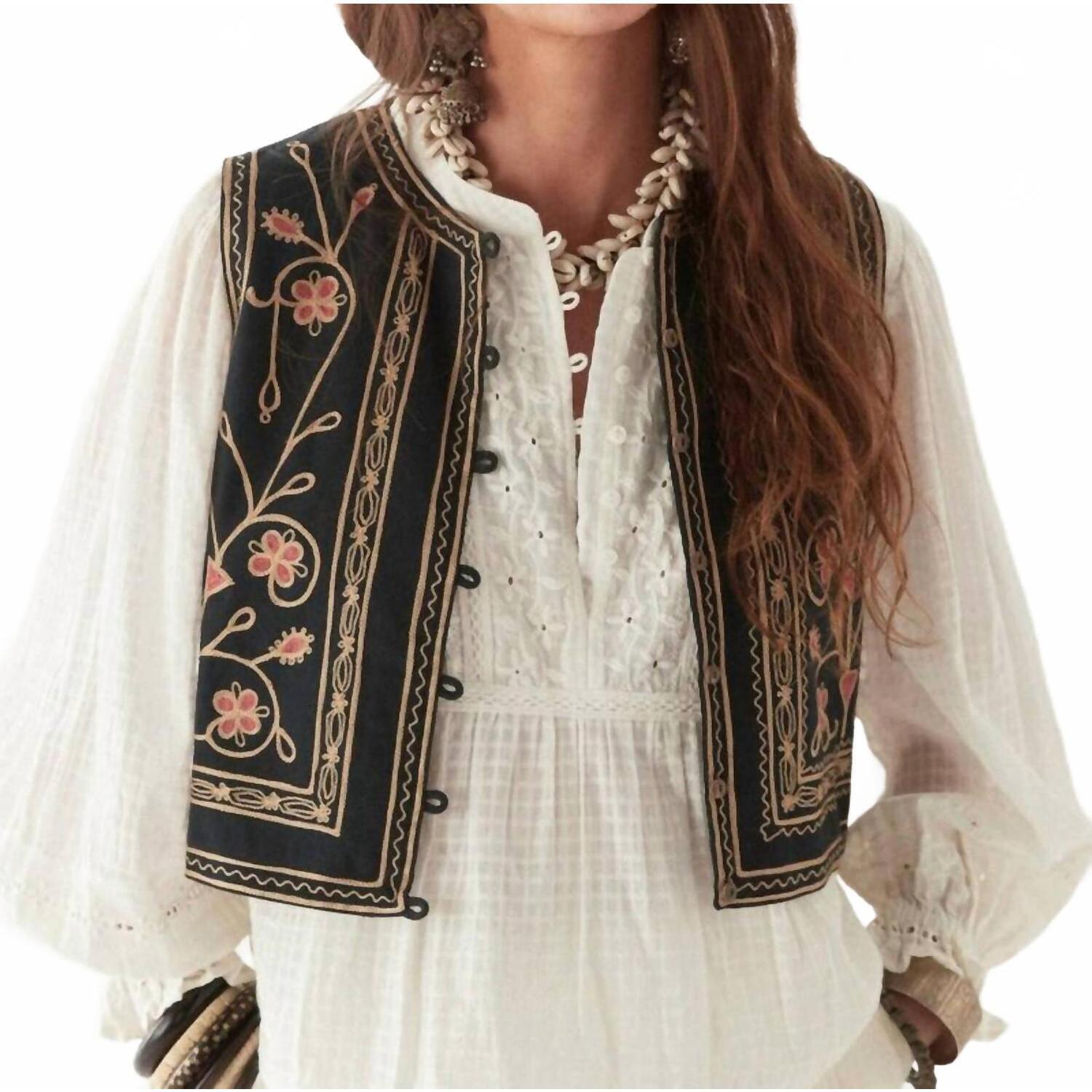 New Maison Hotel Gabri Embroidered Vest In Onyx